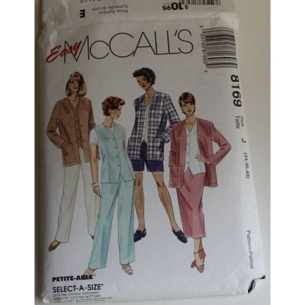 Vintage Sewing Pattern McCall's 8169, Women's Jacket, Vest, Pants, Shorts, Skirt